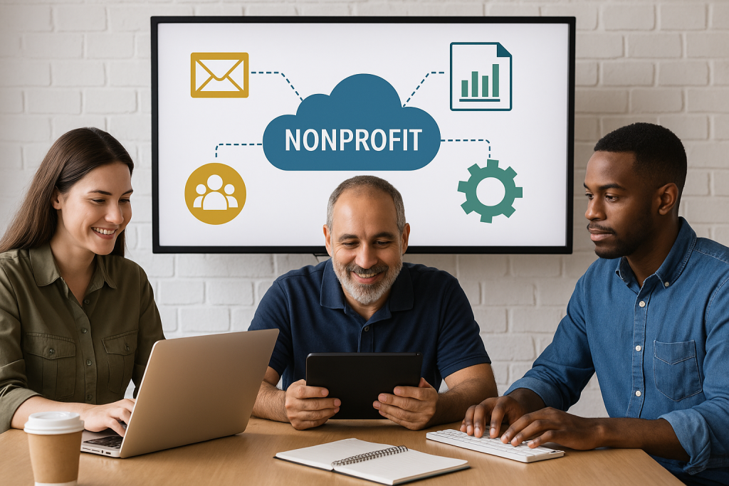Nonprofit team working in the cloud