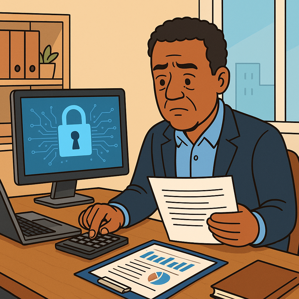 nonprofit leader figuring out financials and cybersecurity