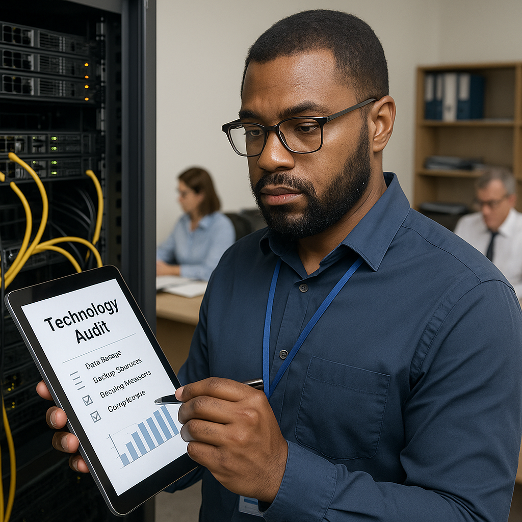 IT professional conducting audit